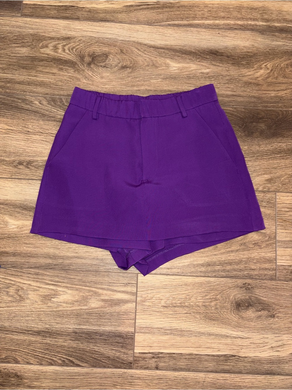 glam Vibrant Purple High-Waist Skort with Belt Loops